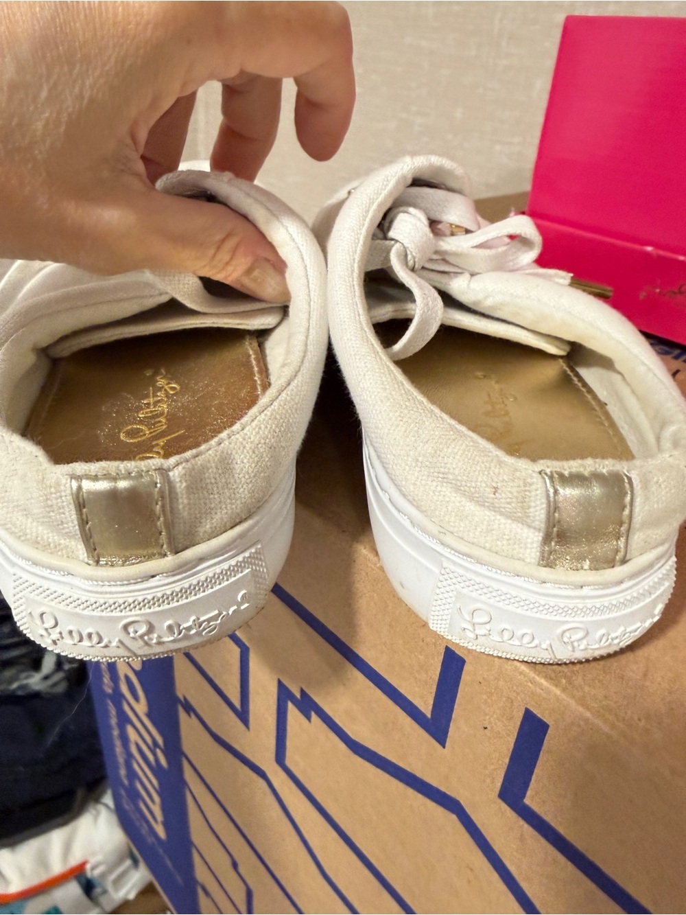 Lilly Pulitzer GUC Abigail White Canvas Mule Sneakers Size 8 Box - Picture 4 of 7